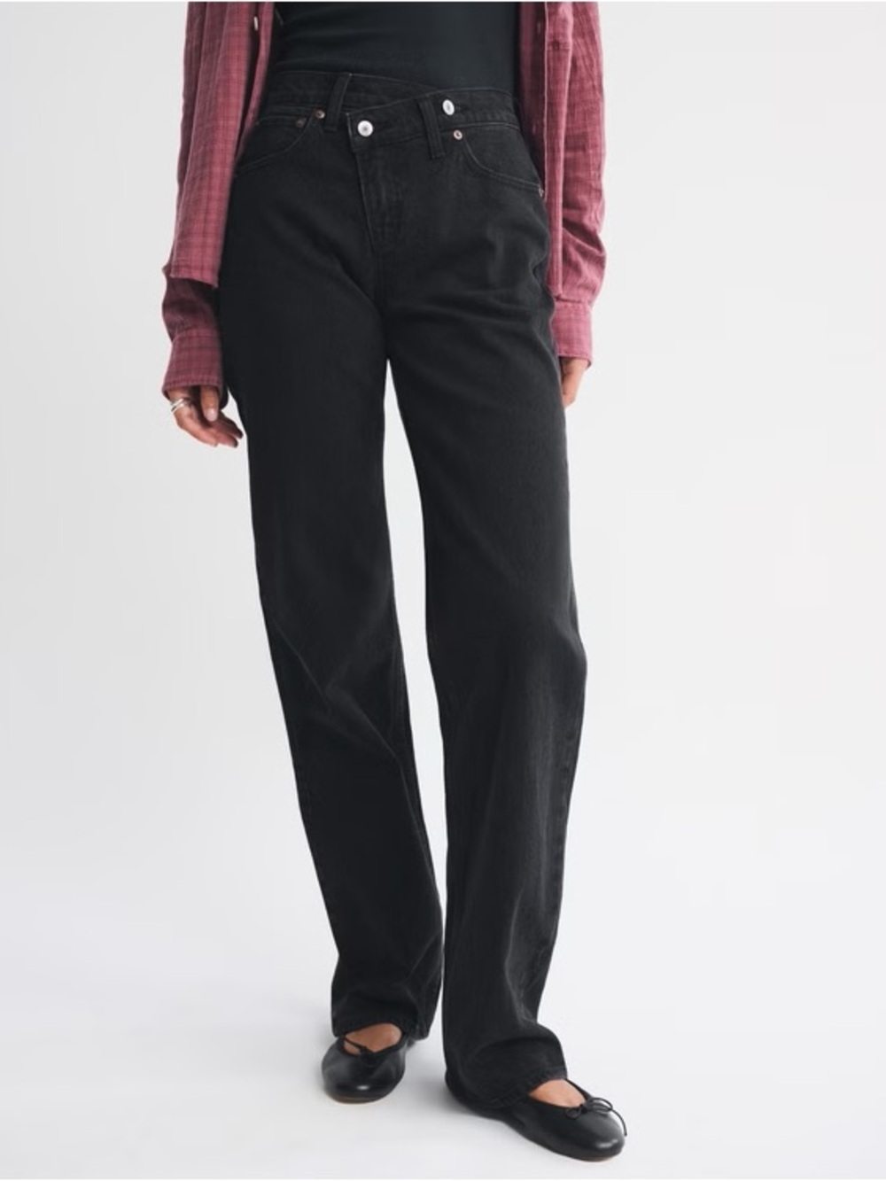Abercrombie The Dad High Rise Crossover Black Jeans 29